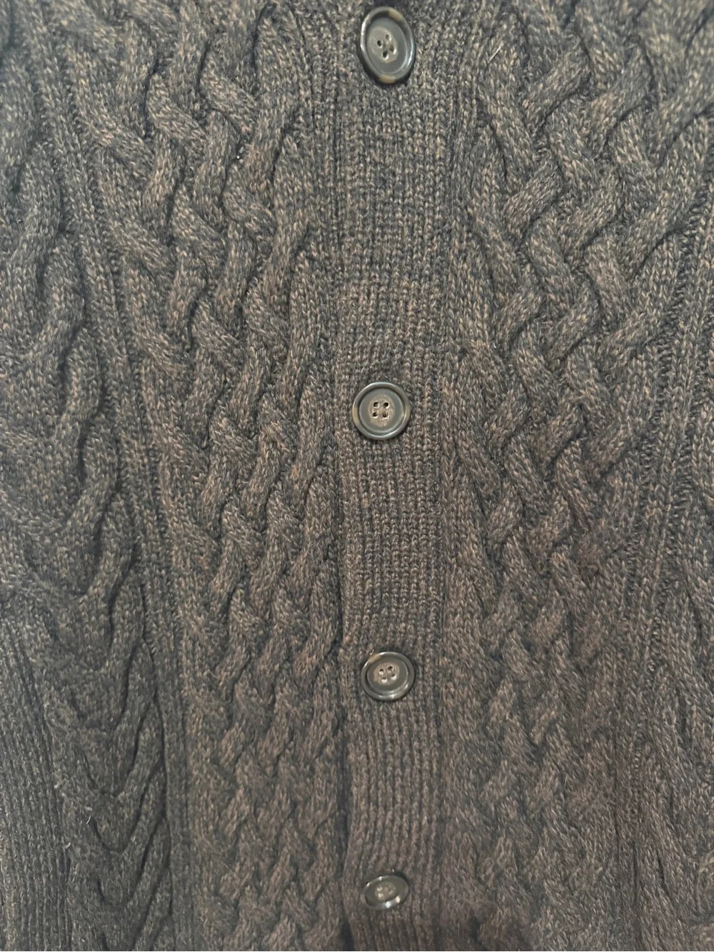 EUC Banana Republic Men's Recycled Wool Dark Brown Cable Knit Cardigan